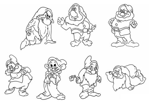 Desenho Os Sete anões para Colorir Giz de Cera