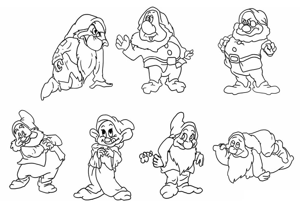 Desenho os Sete Anões para Colorir Giz de Cera