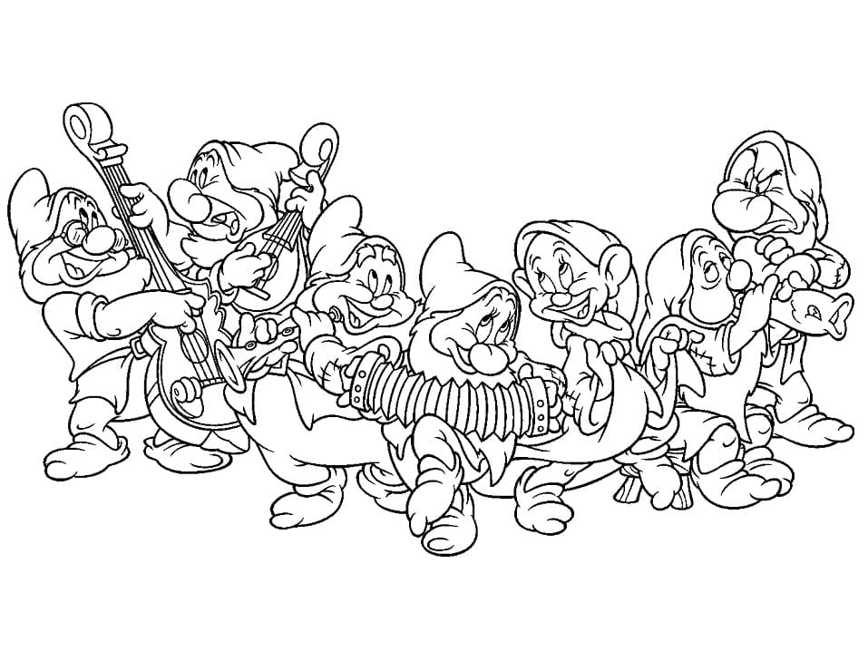 Desenho os Sete Anões para Colorir Lápis de Cor