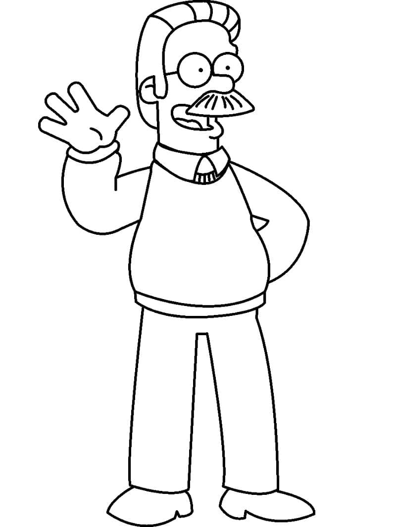 Desenho de Ned Flanders de os Simpsons para Colorir
