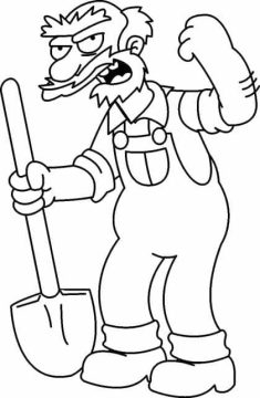 Desenho de Zelador Willie de Os Simpsons para Colorir