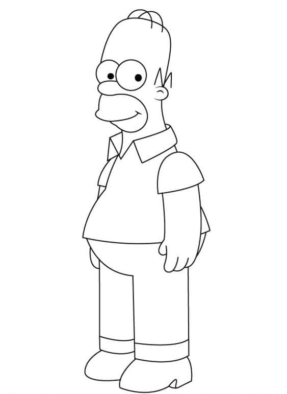 Desenho de Homer Simpson Sorridente para Colorir