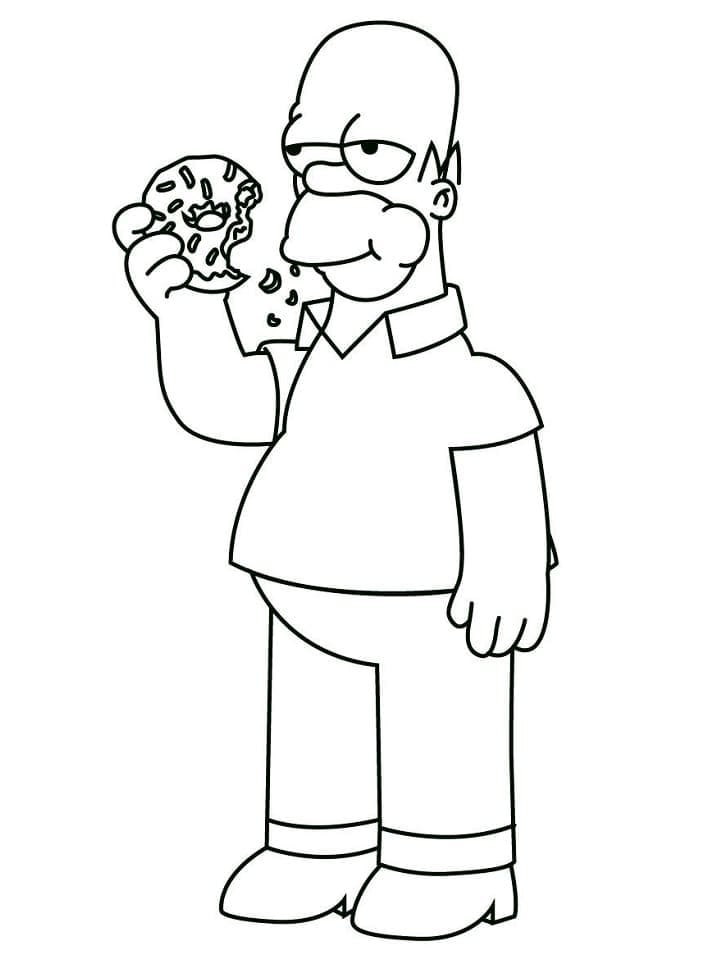 Desenho de Homer Simpson e Donut para Colorir