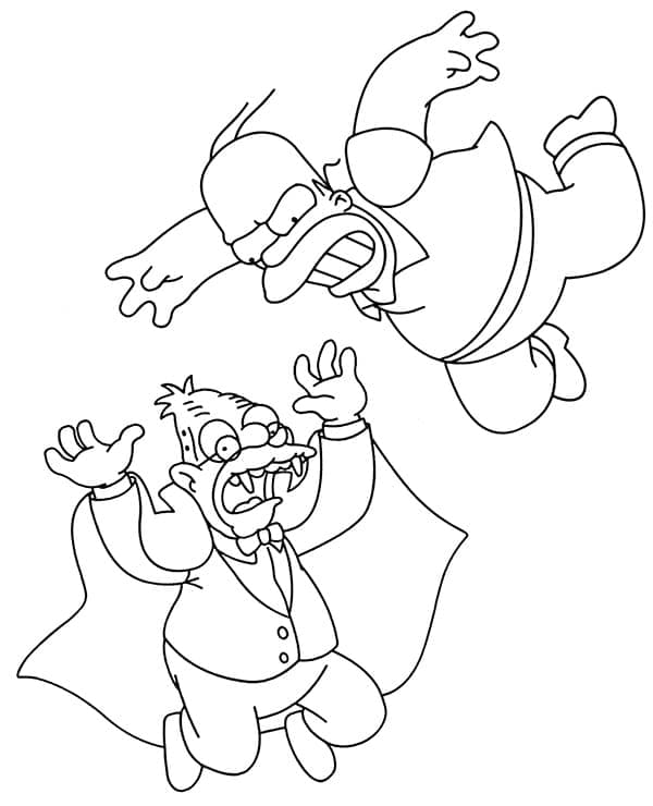 Desenho de Homer Simpson e Vovô Simpson para Colorir