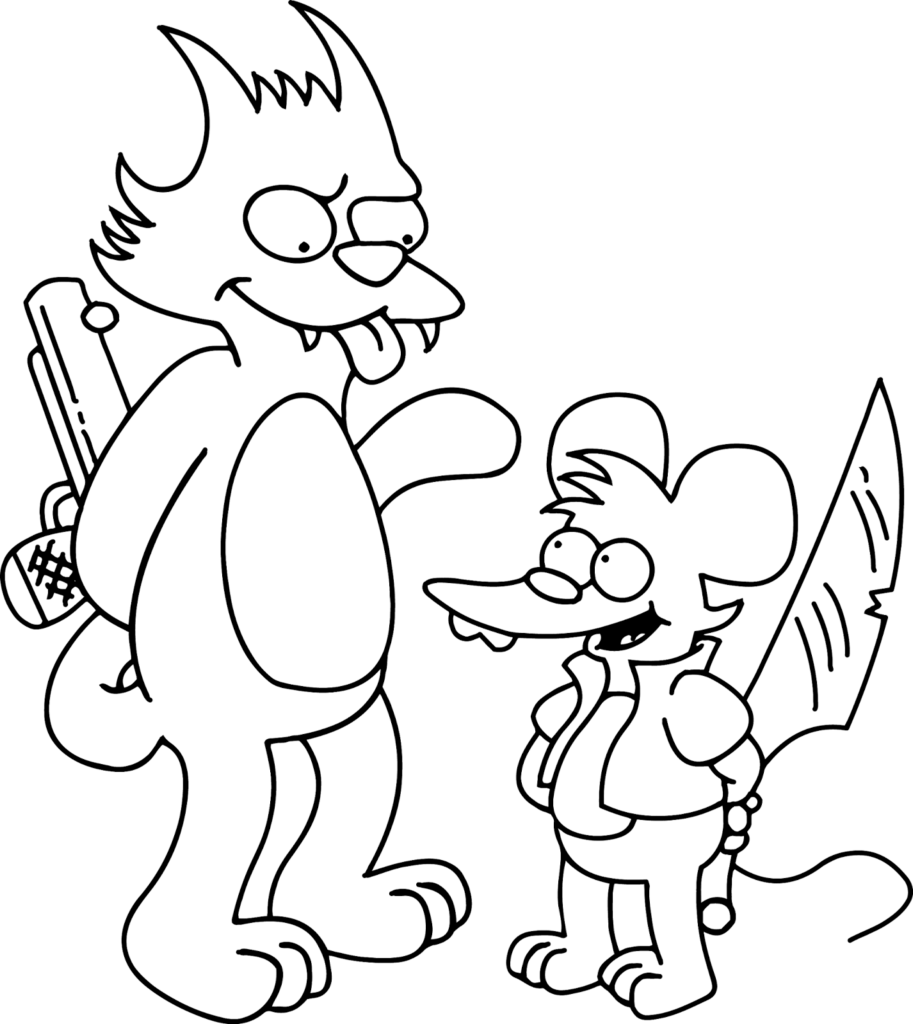 Desenho de Comichão e Cocadinha dos Simpsons para Colorir