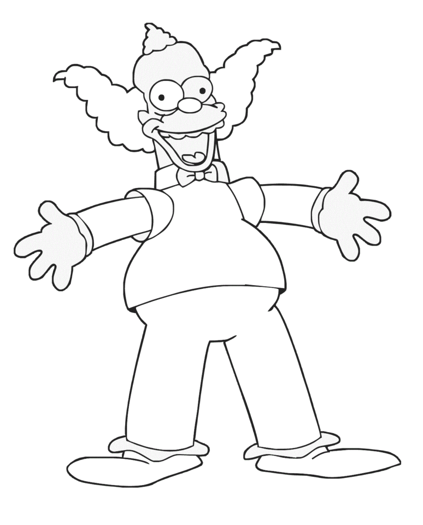 Desenho de Krusty o Palhaço para Colorir