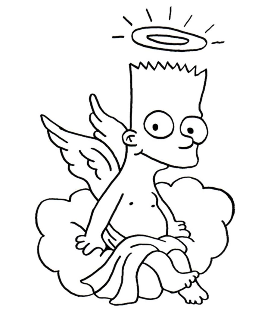 Desenho do Bart Simpson Anjo para Colorir Gratuitamente