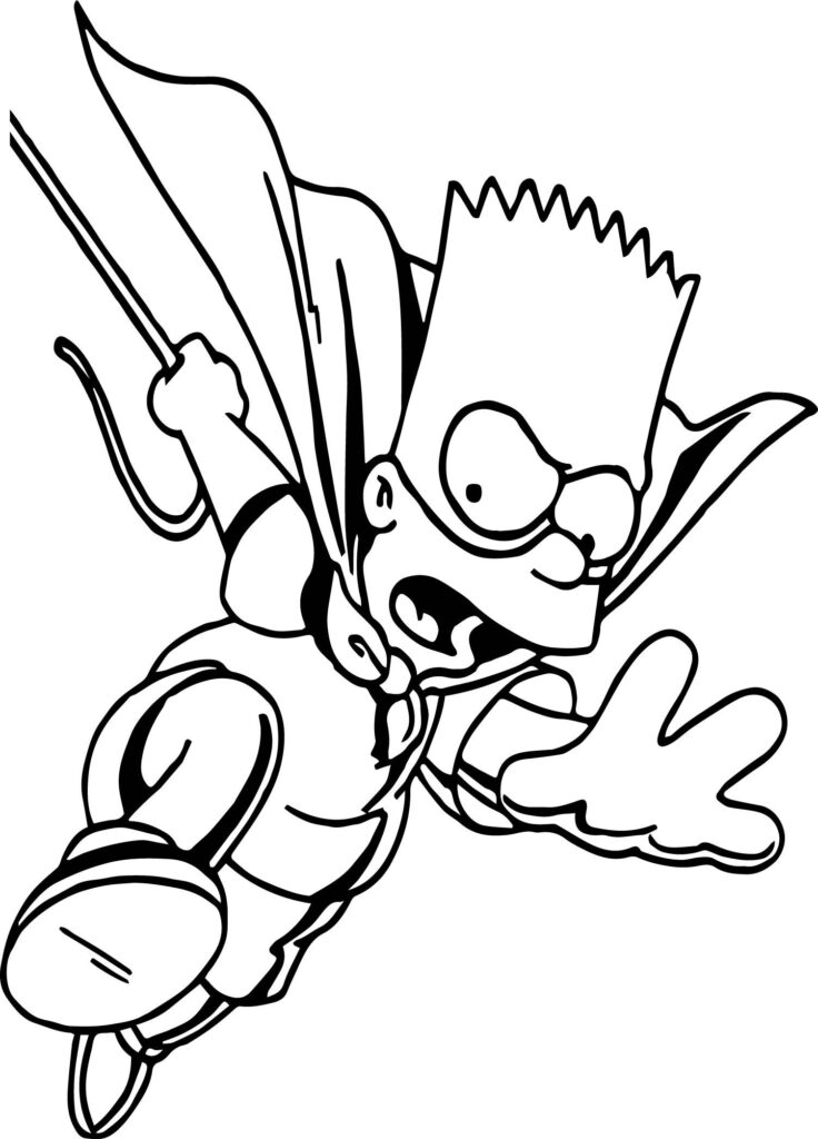 Desenho do Bart Simpson Vestido de Superman para Colorir