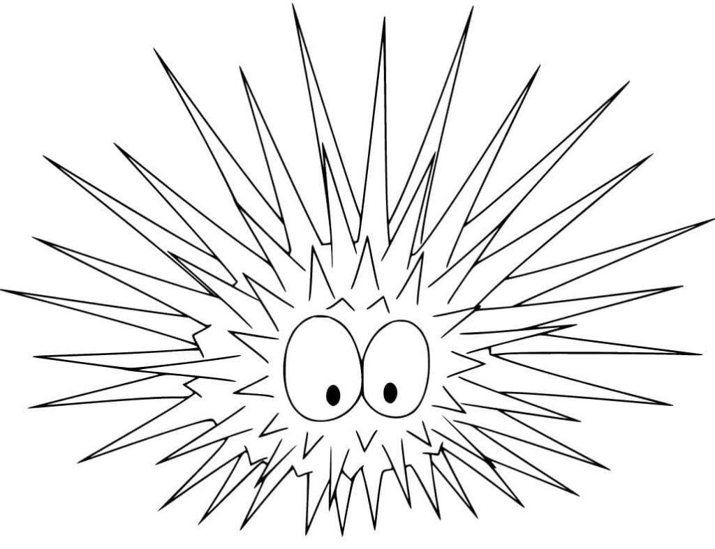 Desenho de Ouriço do Mar de Desenho Animado para Colorir