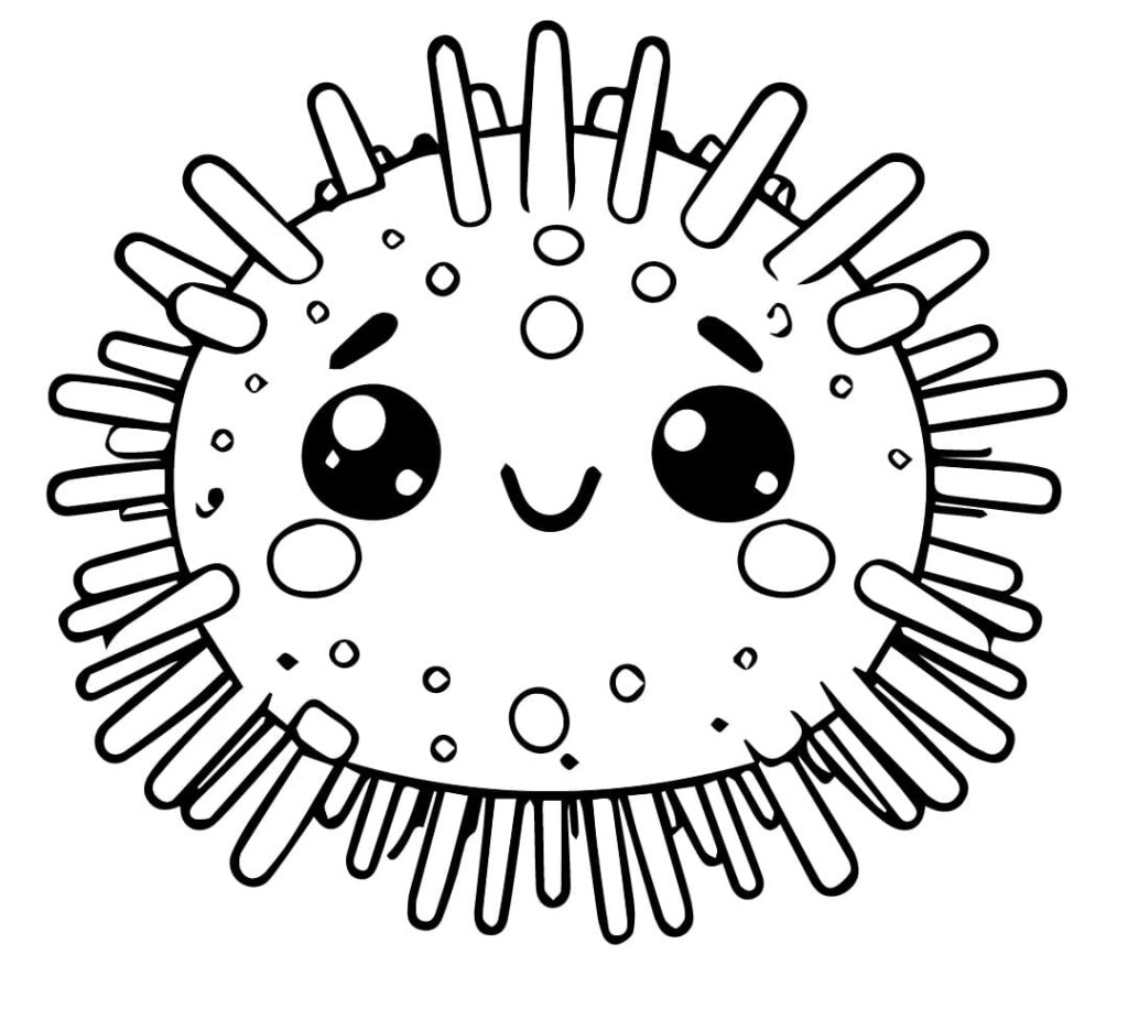 Desenho de Ouriço do Mar Kawaii para Colorir