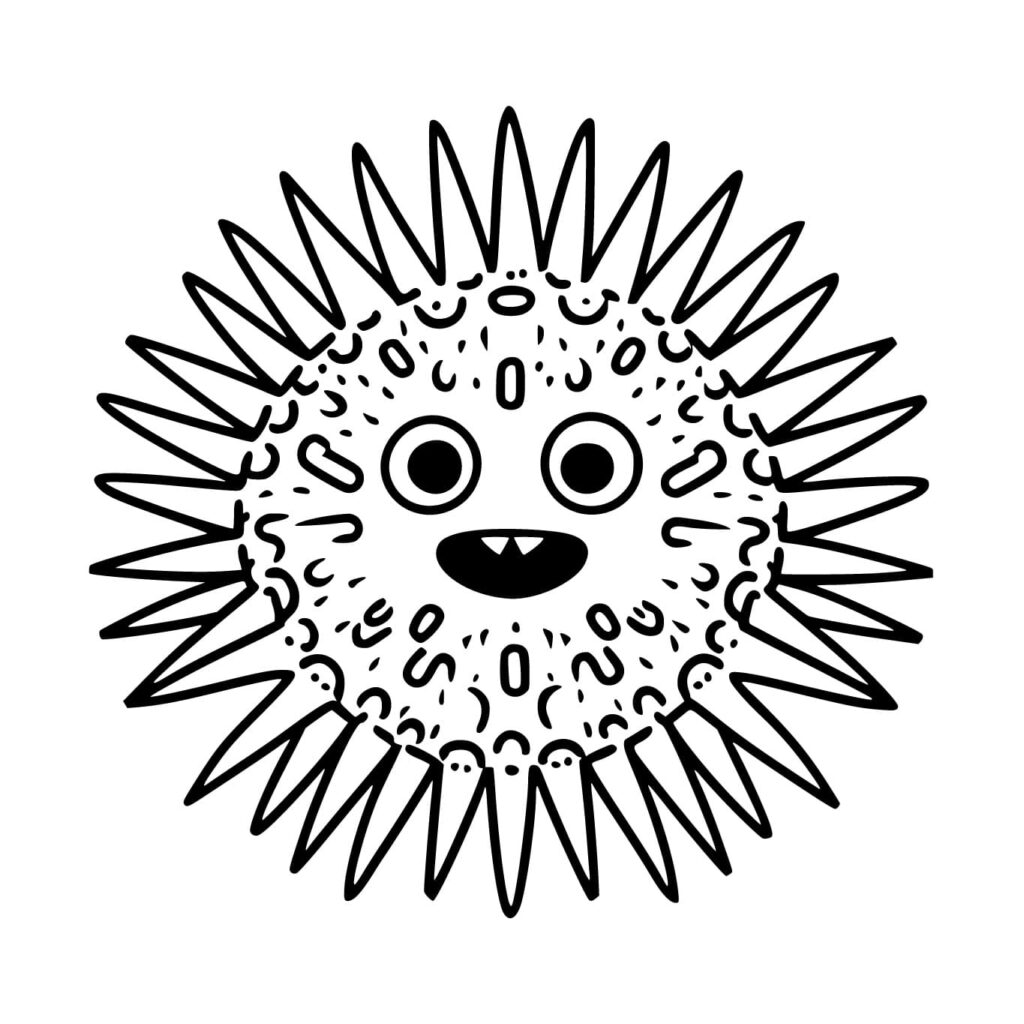 Desenho de um Lindo Ouriço do Mar para Colorir