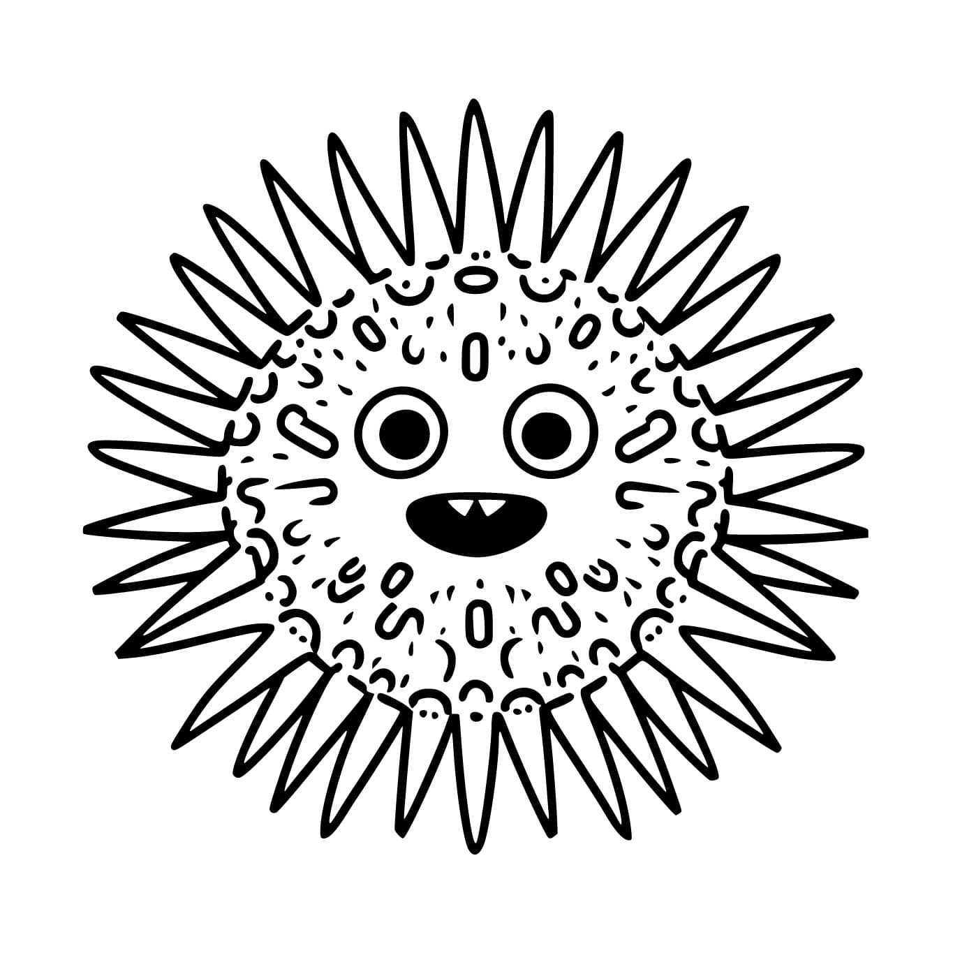 Desenho de um Lindo Ouriço do Mar para Colorir