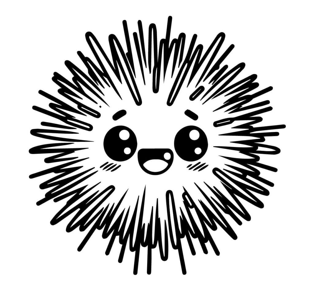 Desenho de um Ouriço do Mar Kawaii para Colorir