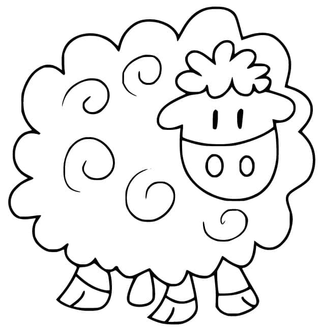 Desenho de Ovelha Engracada para Colorir