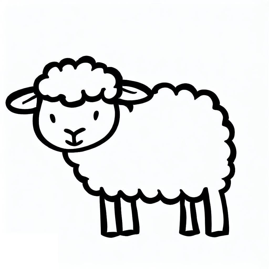 Desenho de Ovelha Fofa para Colorir