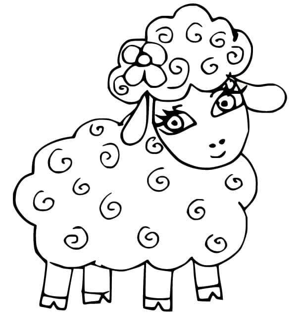 Desenho de Ovelha Imprimivel para Crianças para Colorir