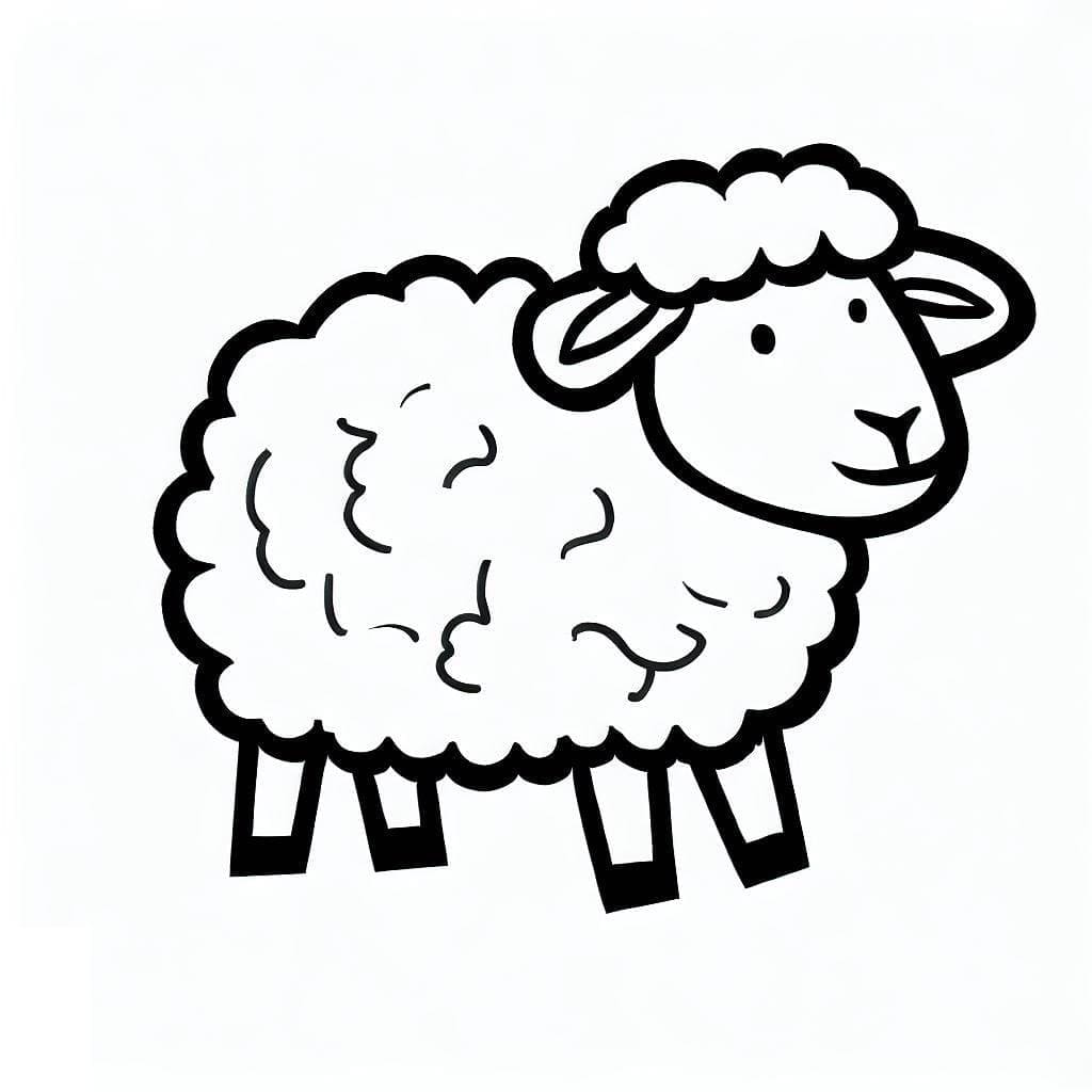 Desenho de Ovelha Muito Fofa para Colorir