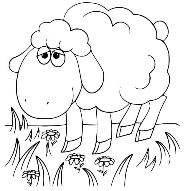 Desenho de uma Ovelha Animada para Colorir