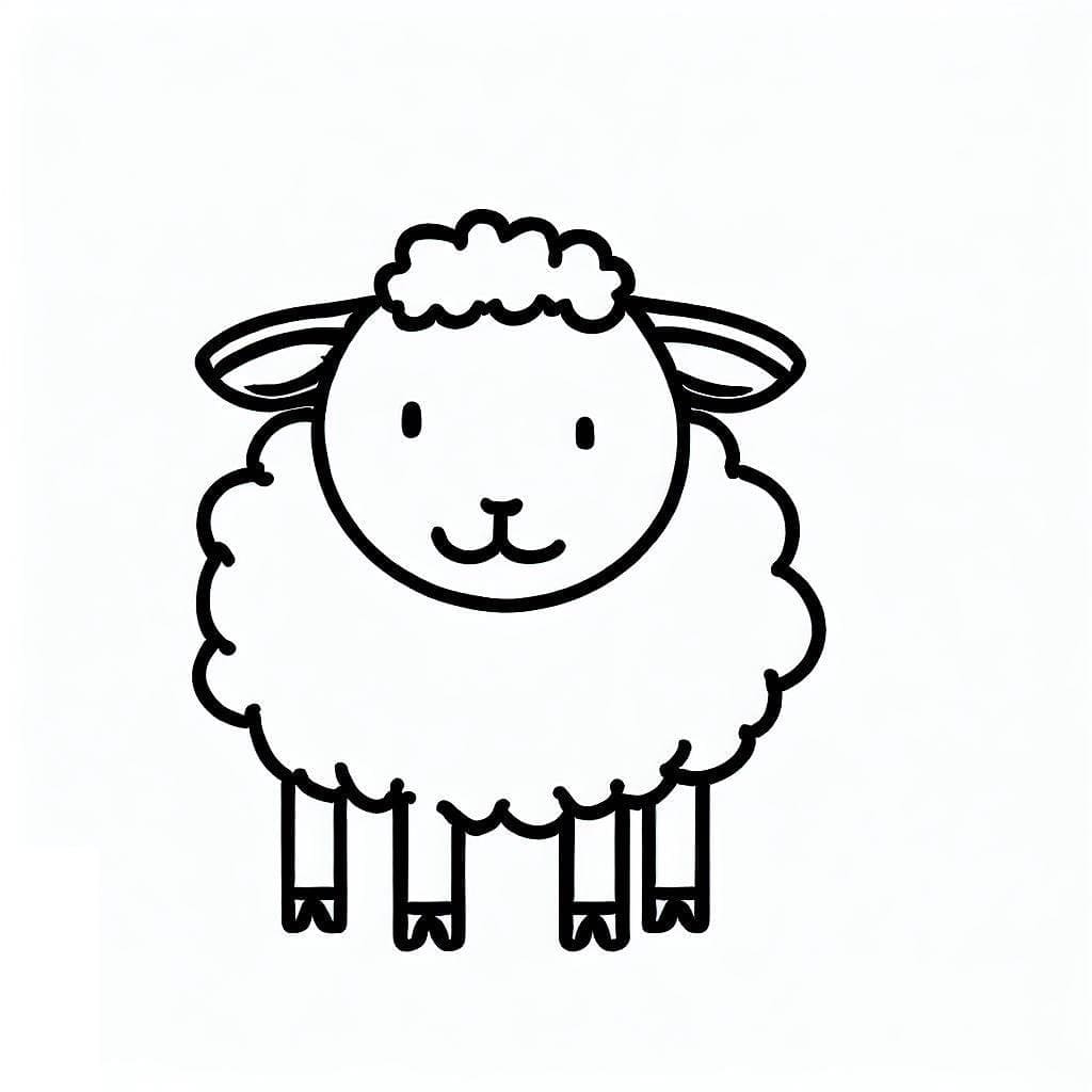Desenho de uma Ovelha Feliz para Colorir