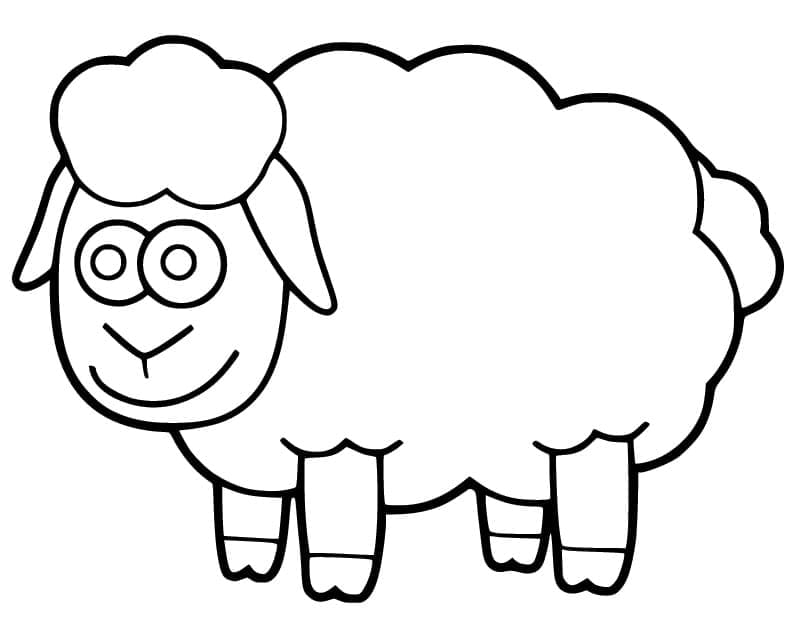 Desenho de uma Ovelha Sorridente para Colorir