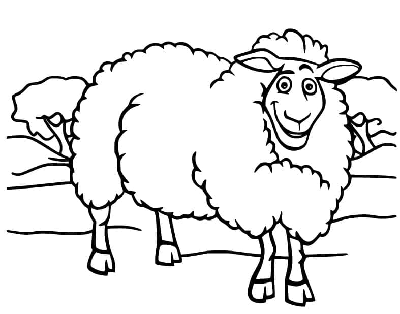 Desenho de uma Ovelha de Desenho Animado para Colorir
