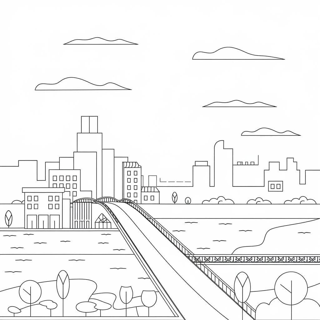 Desenho de Foto de Paisagem Urbana para Colorir