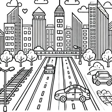 Desenho de Paisagem Urbana Perfeita para Colorir
