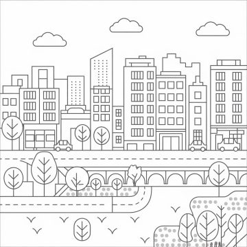 Desenho Paisagem Urbana Baixar grátis para Colorir