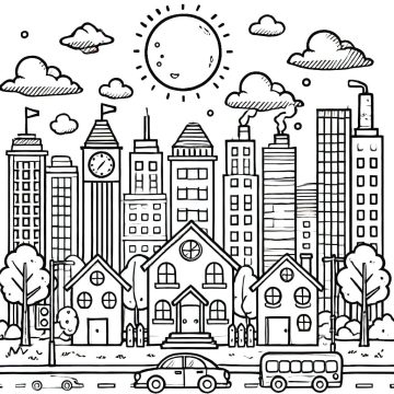 Desenho Paisagem Urbana Download Pdf para Colorir