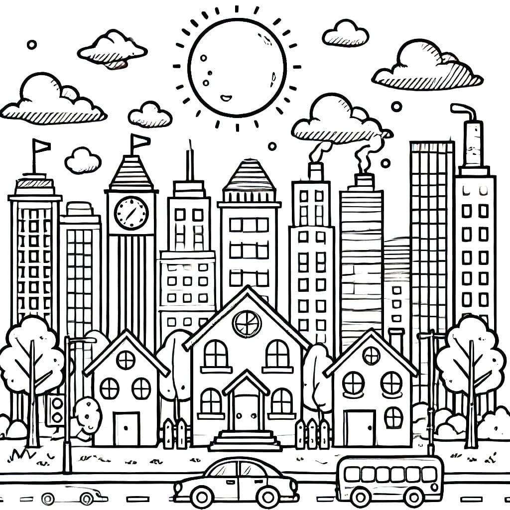 Desenho Paisagem Urbana Download Pdf para Colorir