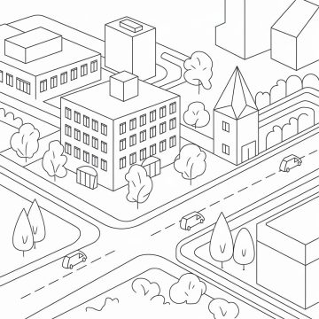 Desenho Paisagem Urbana Imprimível para Pintar