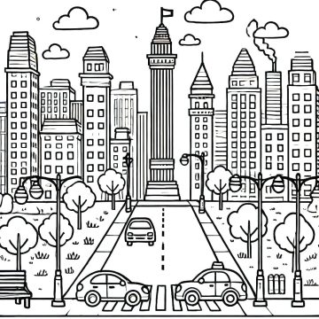 Desenho Paisagem Urbana para Colorir