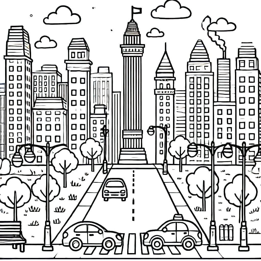 Desenho Paisagem Urbana para Colorir