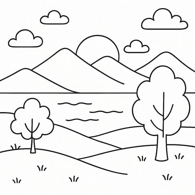 Desenho de Foto de Paisagem Natural para Colorir