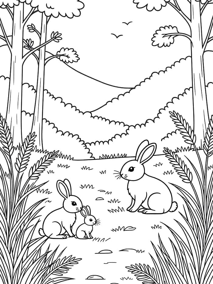 Desenho de Imprimivel Grátis Paisagem Natural para Crianças para Colorir