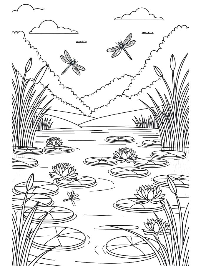 Desenho de Imprimivel Paisagem Natural para Crianças para Colorir