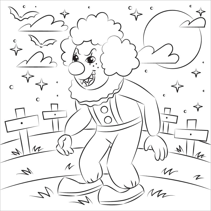 Desenho de Palhaço no Halloween para Colorir