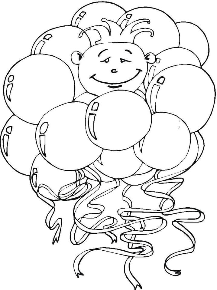 Desenho Palhaço com Balões para Colorir