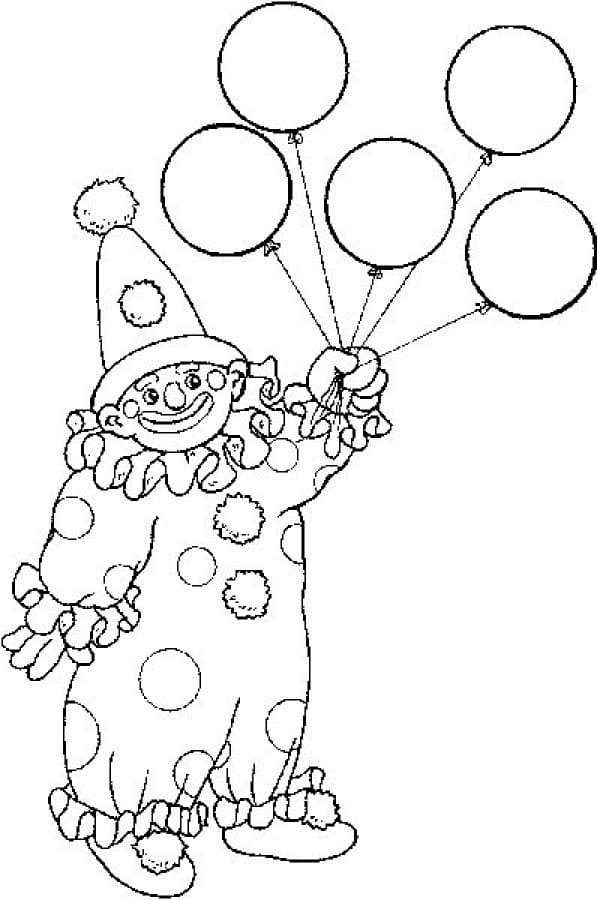 Desenho Palhaço e Balões para Colorir