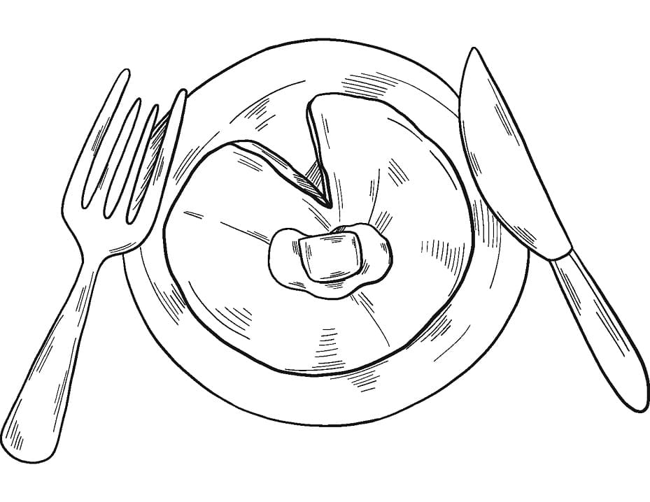 Desenho Panqueca no Prato para Colorir
