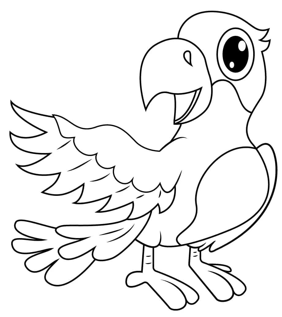 Desenho de Papagaio Muito Fofo para Colorir