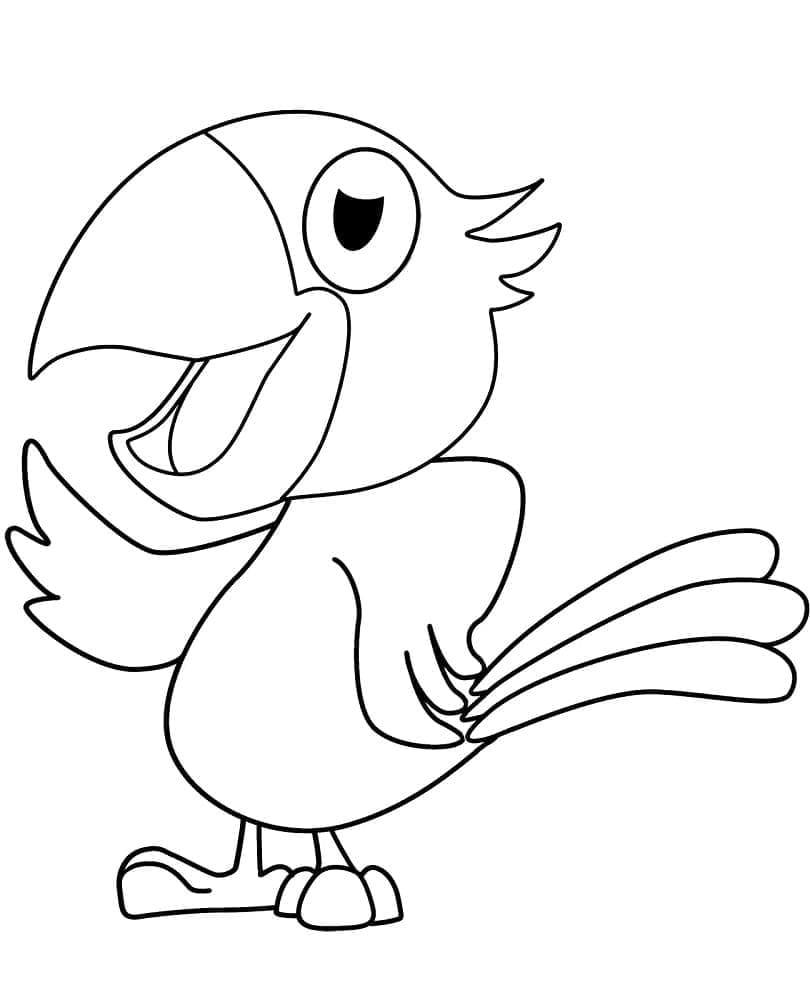 Desenho de um Papagaio Feliz para Colorir