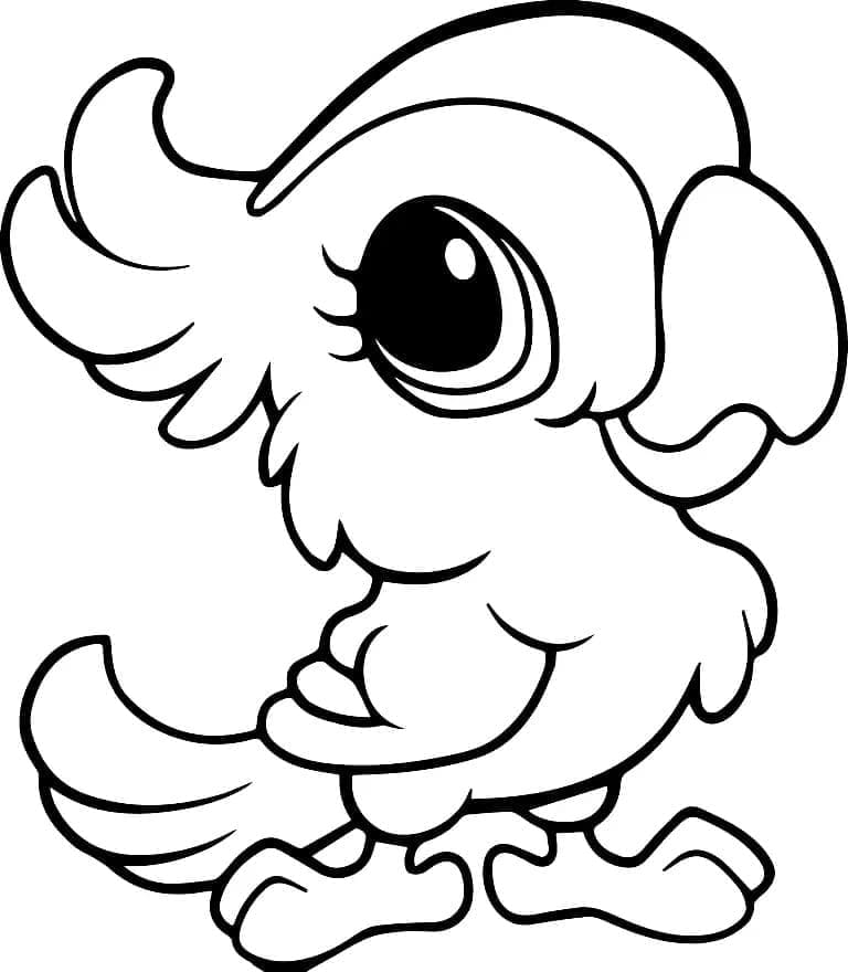 Desenho de um Papagaio Muito Fofo para Colorir