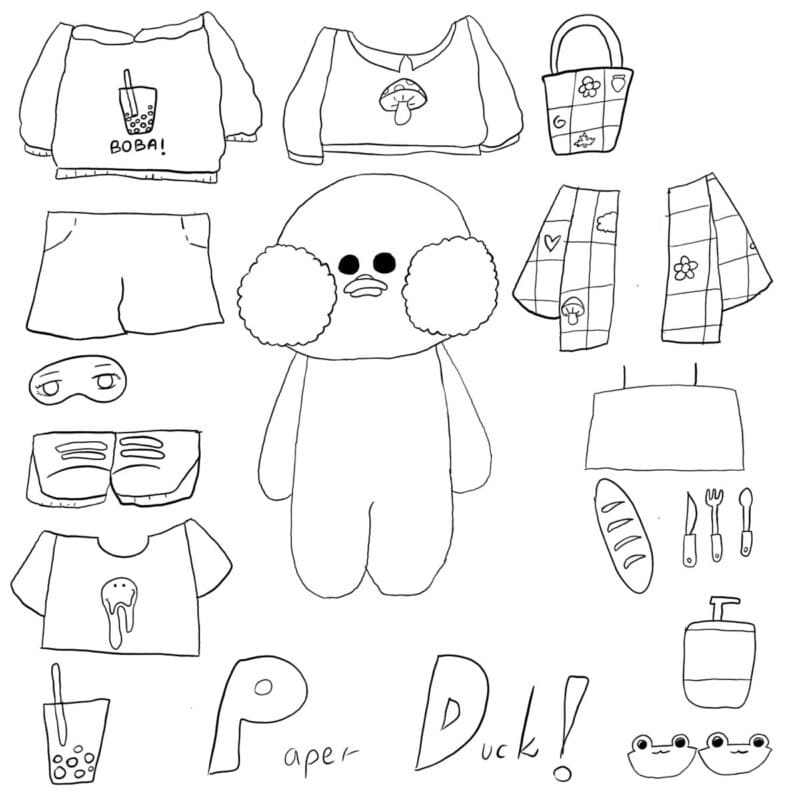 Desenho de Paper Duck Grátis para Colorir
