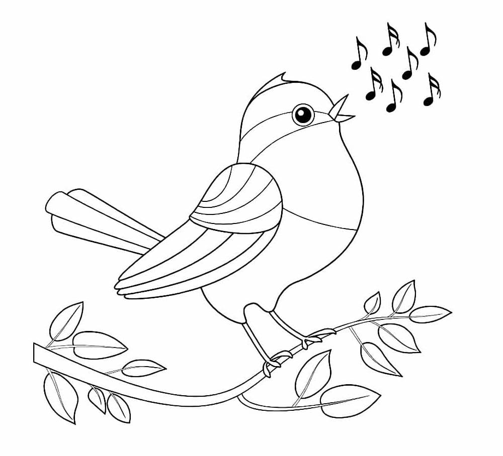 Desenho de Passarinho Cantando para Colorir