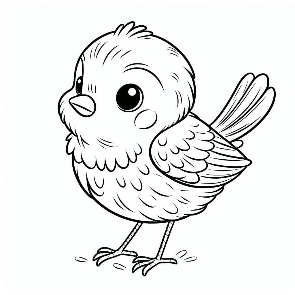 Desenho de Passarinho Curioso para Colorir