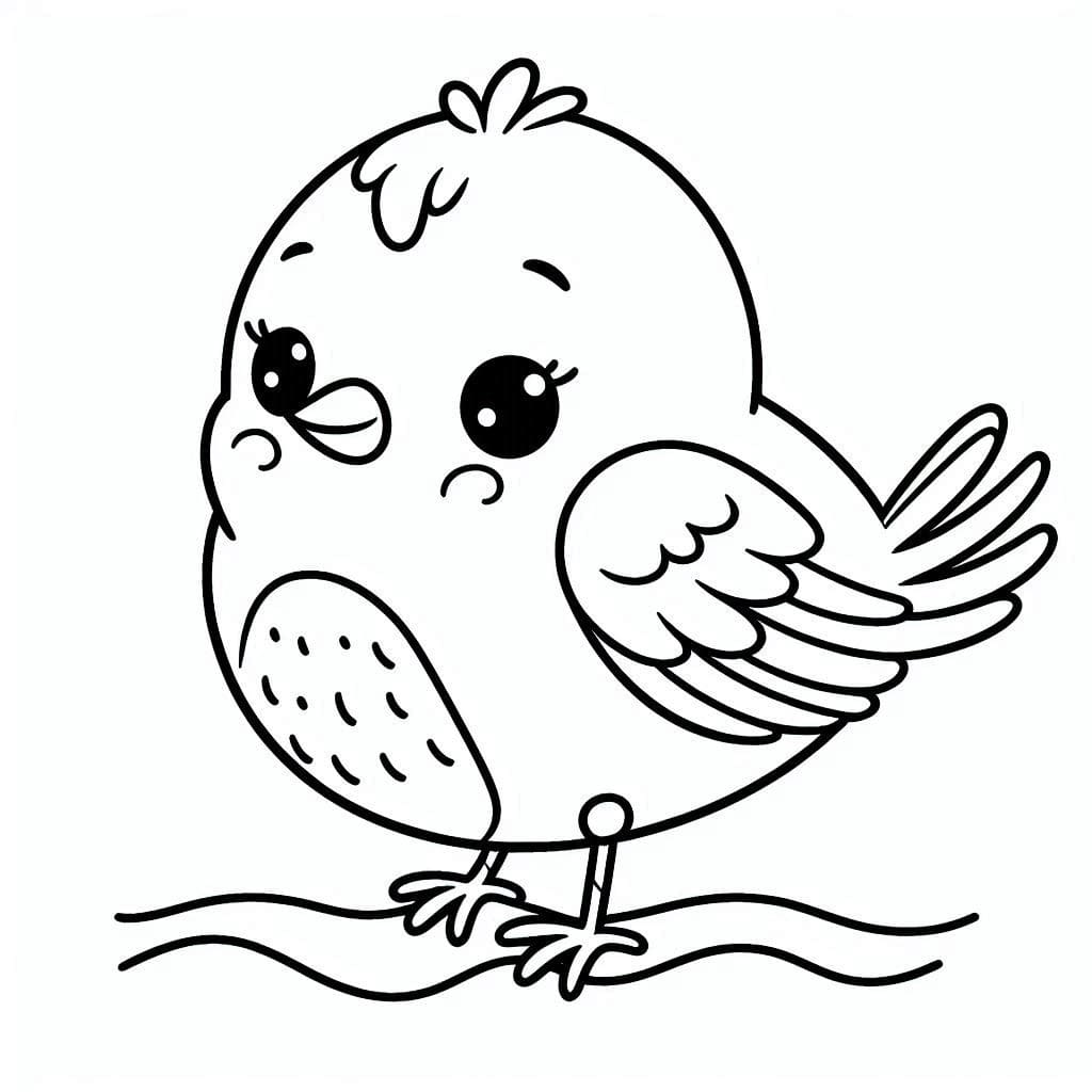 Desenho de Passarinho Kawaii para Colorir