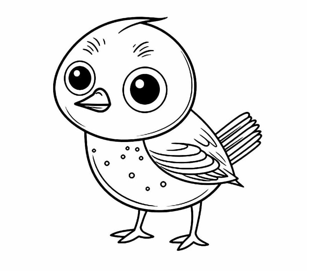 Desenho de Passarinho Muito Fofo para Colorir