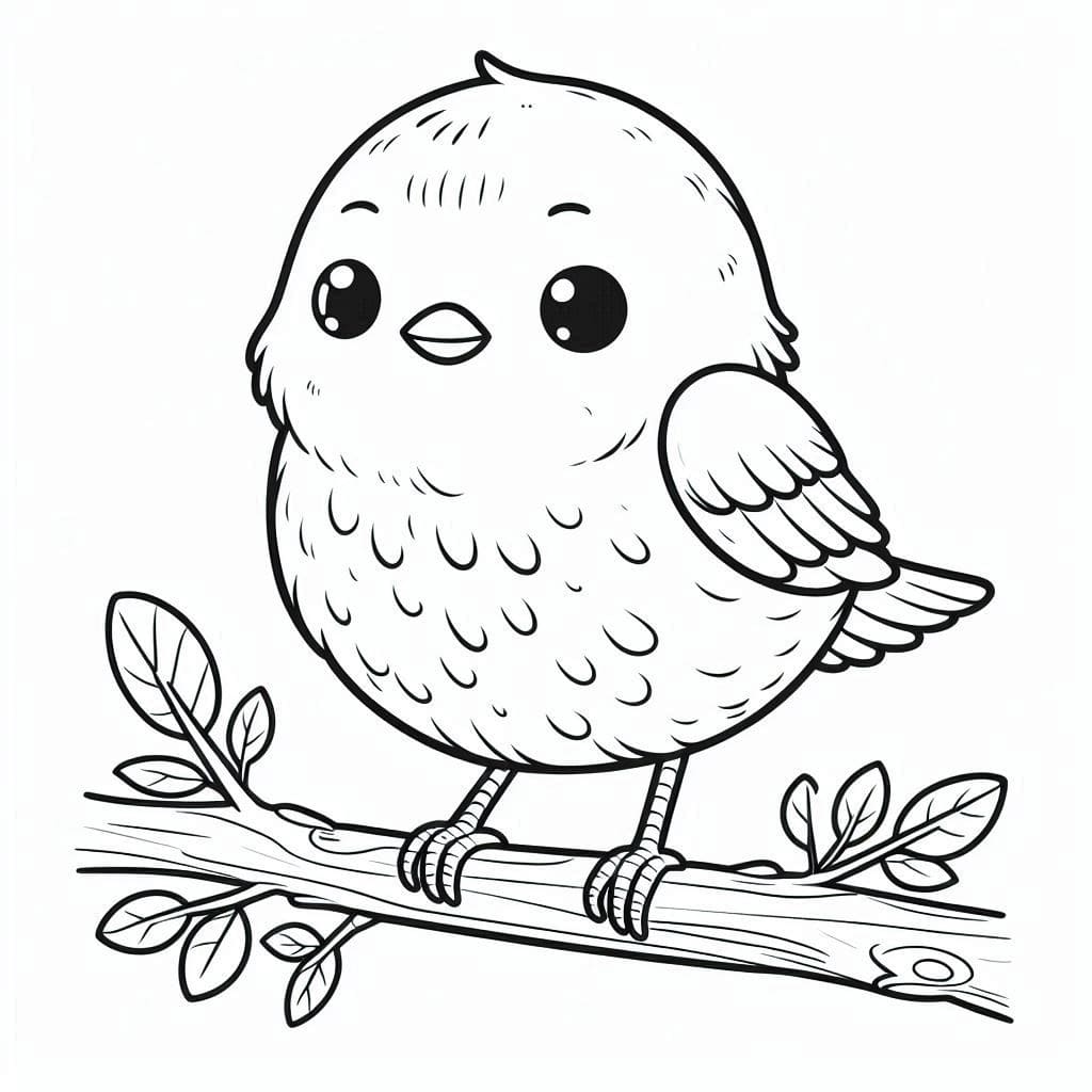 Desenho de Passarinho Simpático para Colorir