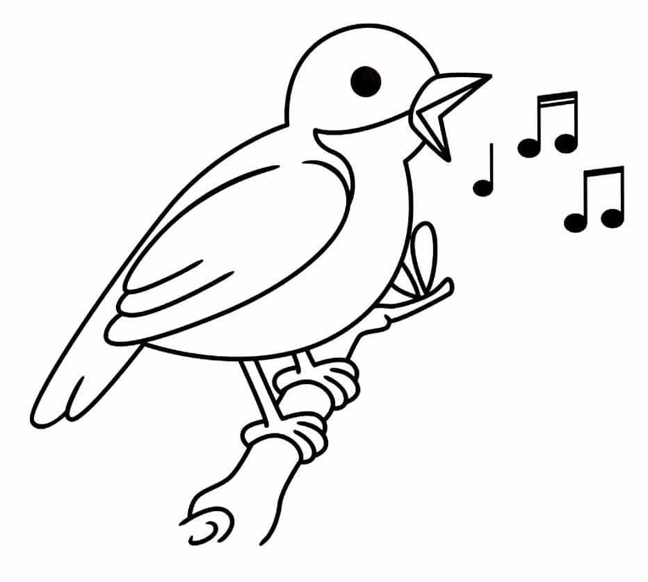 Desenho de Passarinho Simples para Colorir